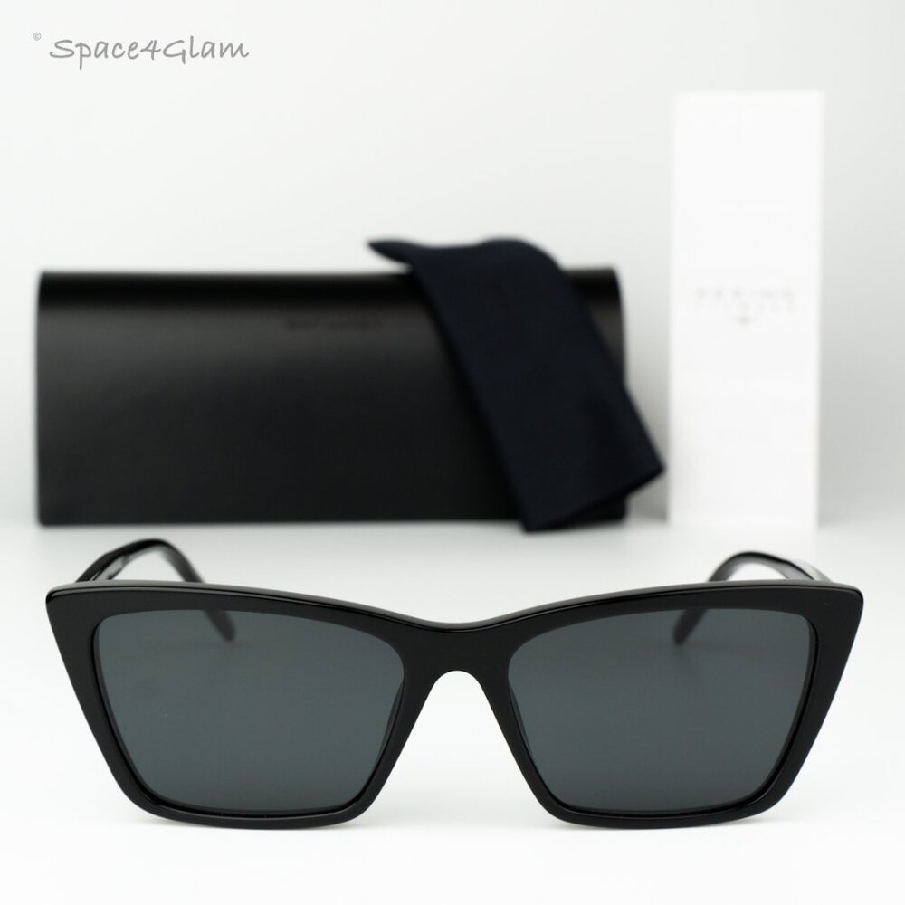 Saint Laurent Women Sunglasses Black Cat Eye SL737 MICA THIN 001 BRAND NEW - Picture 3 of 14